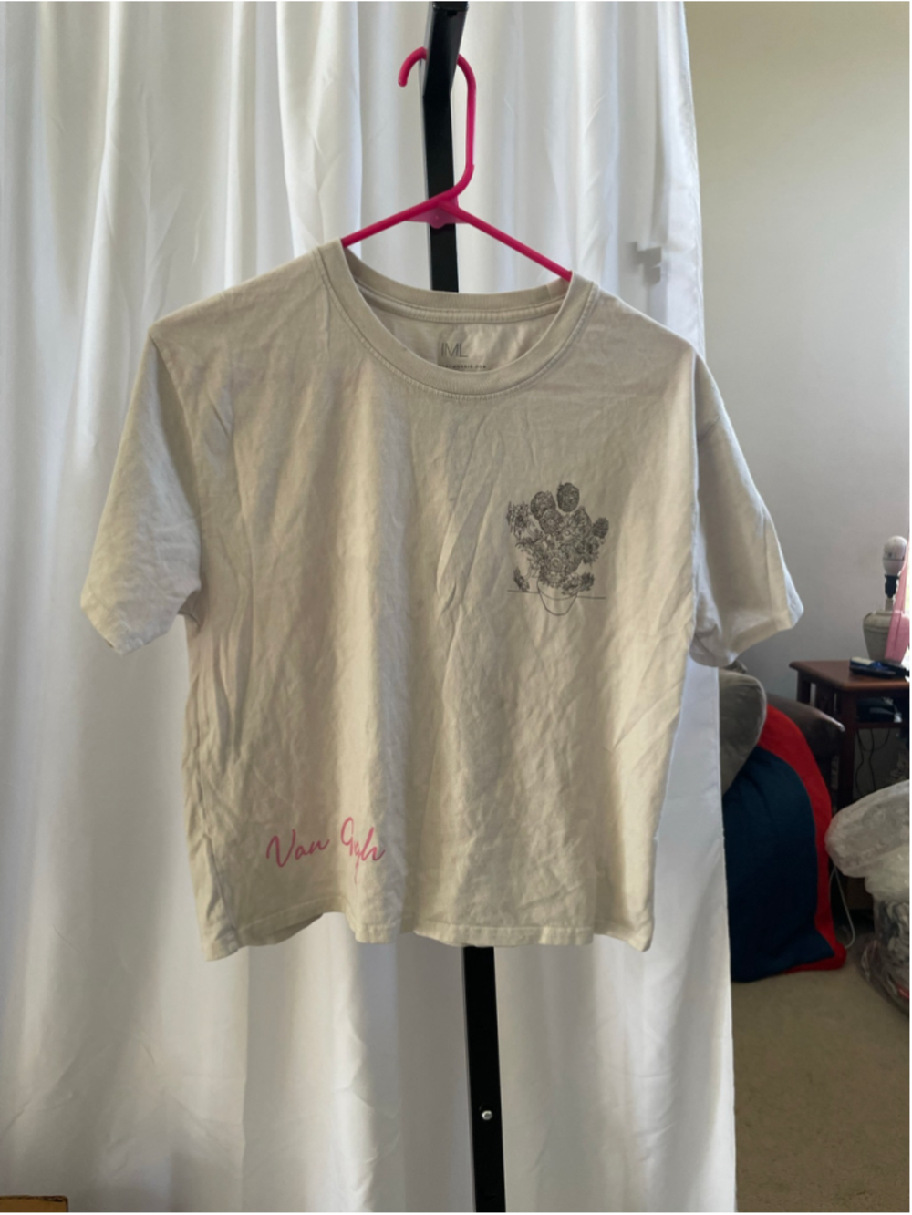 Women's Isaac Morris Van Gogh Graphic Tee, Size S, Beige and Pink